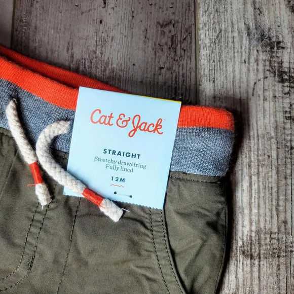 NWT Cat & Jack Straight Leg Casual Boy Pants Size 12m Green Orange - Picture 6 of 12